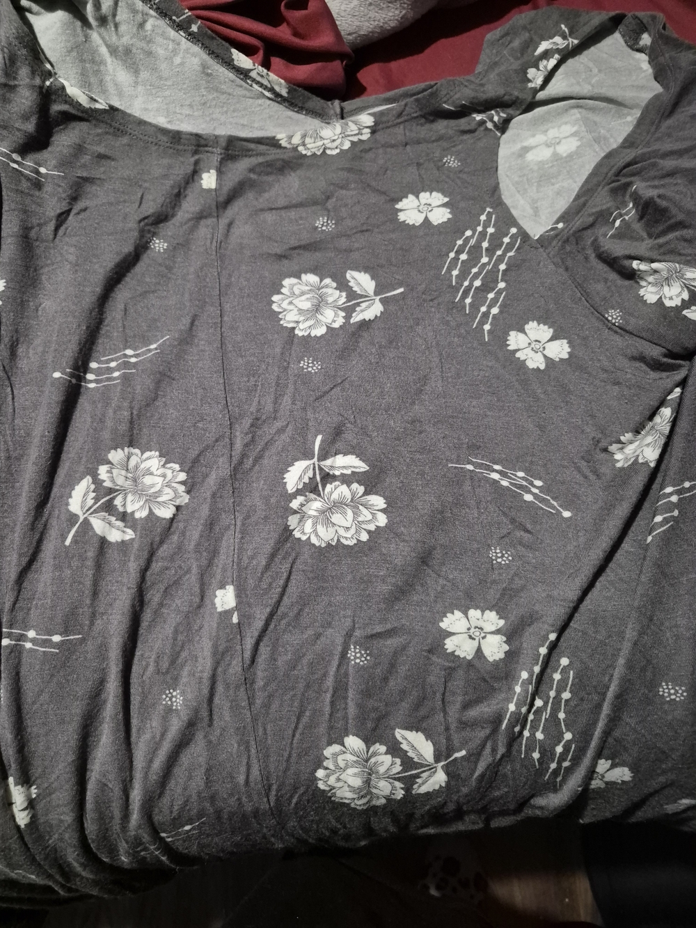 Maurices Charcoal Floral Short Sleeve Tee